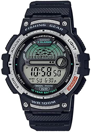 Casio(カシオ) メンズ フィッシングタイマー クォーツ時計 樹脂ストラップ付き, ブラック